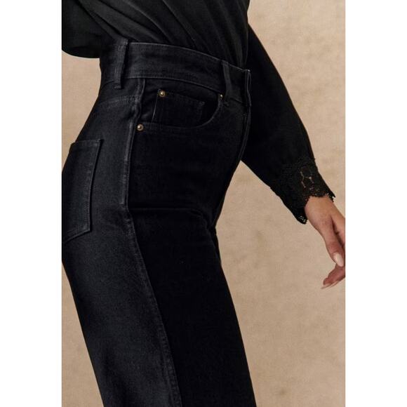 NWT! Sezane Le Crop Denim BLACK/NOIR SIZE-6 - Picture 4 of 11